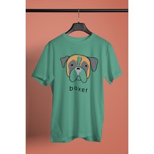 Darkhane Boxer - Köpek Baskılı Unisex Su Yeşili Tişört - T-Shirt UT001