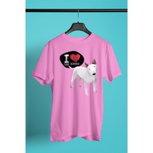 Darkhane Bull Teriyerimi Seviyorum - Köpek Baskılı Unisex Pembe Tişört - T-Shirt UT002