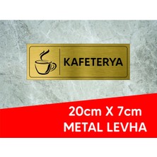 Hobishop Kafeterya Yazılı ve Logolu Gold Metal Levha 20 x 7 cm
