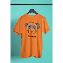 Darkhane Boxer - Köpek Baskılı Unisex Turuncu Tişört - T-Shirt UT005