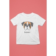 Darkhane Boxer - Köpek Baskılı Unisex Beyaz Çocuk Tişört - T-Shirt CT007