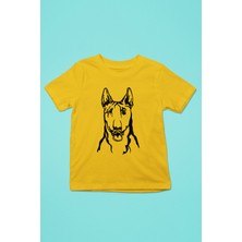 Darkhane Bull Teriyer Portre - Köpek Baskılı Unisex Sarı Çocuk Tişört - T-Shirt CT004