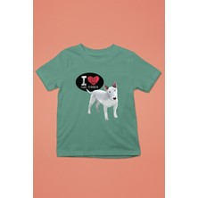 Darkhane Bull Teriyerimi Seviyorum - Köpek Baskılı Unisex Su Yeşili Çocuk Tişört - T-Shirt CT001