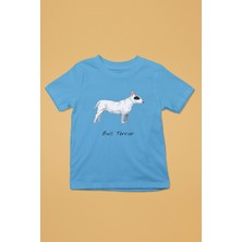 Darkhane Beyaz Bull Teriyer - Köpek Baskılı Unisex Turkuaz Çocuk Tişört - T-Shirt CT003
