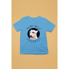 Darkhane Ciddiye Alma Bull Teriyer - Köpek Baskılı Unisex Turkuaz Çocuk Tişört - T-Shirt CT003