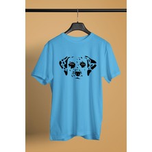 Darkhane Damalı Dalmaçyalı - Köpek Baskılı Unisex Turkuaz Tişört - T-Shirt UT003