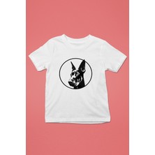 Darkhane Doberman Bakışı - Köpek Baskılı Unisex Beyaz Çocuk Tişört - T-Shirt CT007