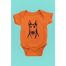 Darkhane Bull Teriyer Portre - Köpek Baskılı Unisex Turuncu Bebek Body - Zıbın BB005