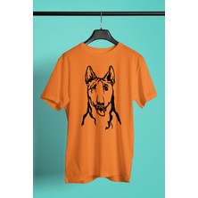 Darkhane Bull Teriyer Portre - Köpek Baskılı Unisex Turuncu Tişört - T-Shirt UT005