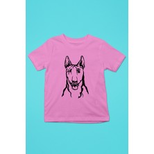 Darkhane Bull Teriyer Portre - Köpek Baskılı Unisex Pembe Çocuk Tişört - T-Shirt CT002