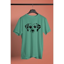 Darkhane Damalı Dalmaçyalı - Köpek Baskılı Unisex Su Yeşili Tişört - T-Shirt UT001