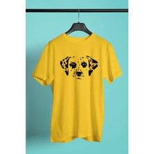 Darkhane Damalı Dalmaçyalı - Köpek Baskılı Unisex Sarı Tişört - T-Shirt UT004