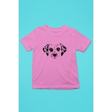 Darkhane Damalı Dalmaçyalı - Köpek Baskılı Unisex Pembe Çocuk Tişört - T-Shirt CT002