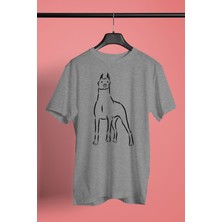 Darkhane Doberman Asaleti - Köpek Baskılı Unisex Gri Tişört - T-Shirt UT006