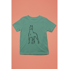 Darkhane Doberman Asaleti - Köpek Baskılı Unisex Su Yeşili Çocuk Tişört - T-Shirt CT001