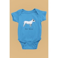 Darkhane Beyaz Bull Teriyer - Köpek Baskılı Unisex Turkuaz Bebek Body - Zıbın BB003