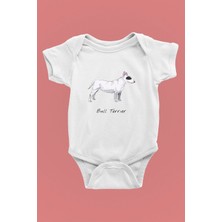 Darkhane Beyaz Bull Teriyer - Köpek Baskılı Unisex Beyaz Bebek Body - Zıbın BB007