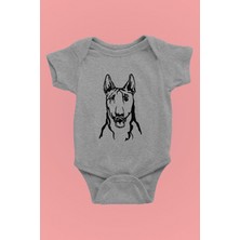 Darkhane Bull Teriyer Portre - Köpek Baskılı Unisex Gri Bebek Body - Zıbın BB006
