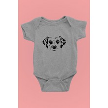 Darkhane Damalı Dalmaçyalı - Köpek Baskılı Unisex Gri Bebek Body - Zıbın BB006