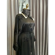 Meram Butik Hale Iven Saten Elbise - Siyah - 2