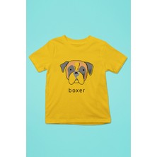 Darkhane Boxer - Köpek Baskılı Unisex Sarı Çocuk Tişört - T-Shirt CT004