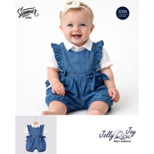 Joly Joy Gömlekli Kolları Fırfırlı Yazlık Kot Şort Tulum 3351