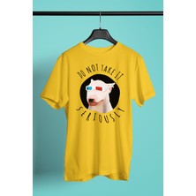 Darkhane Ciddiye Alma Bull Teriyer - Köpek Baskılı Unisex Sarı Tişört - T-Shirt UT004