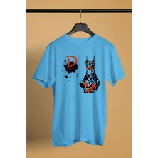 Darkhane Doberman - Köpek Baskılı Unisex Turkuaz Tişört - T-Shirt UT003