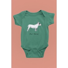 Darkhane Beyaz Bull Teriyer - Köpek Baskılı Unisex Su Yeşili Bebek Body - Zıbın BB001
