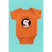 Darkhane Ciddiye Alma Bull Teriyer - Köpek Baskılı Unisex Turuncu Bebek Body - Zıbın BB005