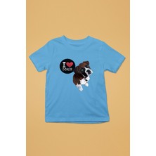 Darkhane Boxer Seviyorum - Köpek Baskılı Unisex Turkuaz Çocuk Tişört - T-Shirt CT003