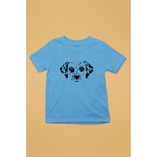 Darkhane Damalı Dalmaçyalı - Köpek Baskılı Unisex Turkuaz Çocuk Tişört - T-Shirt CT003
