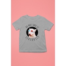 Darkhane Ciddiye Alma Bull Teriyer - Köpek Baskılı Unisex Gri Melanj Çocuk Tişört - T-Shirt CT006