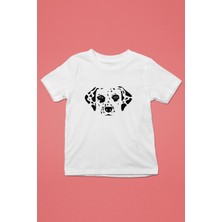 Darkhane Damalı Dalmaçyalı - Köpek Baskılı Unisex Beyaz Çocuk Tişört - T-Shirt CT007
