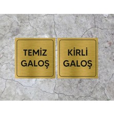 Hobishop Temiz Galoş Kirli Galoş Metal Yazı Gold Renk Arkası Yapışkanlı (10CM x 10CM)