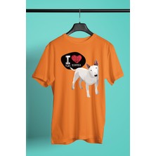 Darkhane Bull Teriyerimi Seviyorum - Köpek Baskılı Unisex Turuncu Tişört - T-Shirt UT005