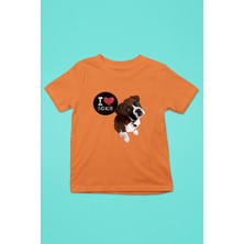 Darkhane Boxer Seviyorum - Köpek Baskılı Unisex Turuncu Çocuk Tişört - T-Shirt CT005