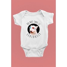 Darkhane Ciddiye Alma Bull Teriyer - Köpek Baskılı Unisex Beyaz Bebek Body - Zıbın BB007