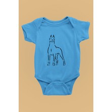 Darkhane Doberman Asaleti - Köpek Baskılı Unisex Turkuaz Bebek Body - Zıbın BB003