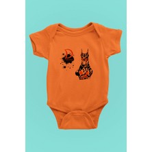 Darkhane Doberman - Köpek Baskılı Unisex Turuncu Bebek Body - Zıbın BB005