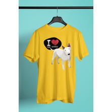 Darkhane Bull Teriyerimi Seviyorum - Köpek Baskılı Unisex Sarı Tişört - T-Shirt UT004