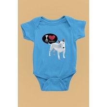 Darkhane Bull Teriyerimi Seviyorum - Köpek Baskılı Unisex Turkuaz Bebek Body - Zıbın BB003