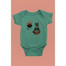 Darkhane Doberman - Köpek Baskılı Unisex Su Yeşili Bebek Body - Zıbın BB001