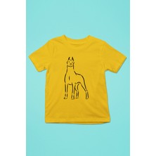 Darkhane Doberman Asaleti - Köpek Baskılı Unisex Sarı Çocuk Tişört - T-Shirt CT004