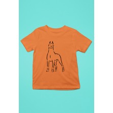 Darkhane Doberman Asaleti - Köpek Baskılı Unisex Turuncu Çocuk Tişört - T-Shirt CT005