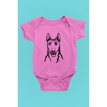 Darkhane Bull Teriyer Portre - Köpek Baskılı Unisex Pembe Bebek Body - Zıbın BB002