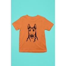Darkhane Bull Teriyer Portre - Köpek Baskılı Unisex Turuncu Çocuk Tişört - T-Shirt CT005