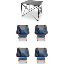 Kılıçaslan Camp Madfox Alüminyum Campix Büyük Boy Masa +4 Adet Foldmesh Katlanır Kompakt Sandalye Seti Navy Spark