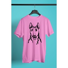 Darkhane Bull Teriyer Portre - Köpek Baskılı Unisex Pembe Tişört - T-Shirt UT002