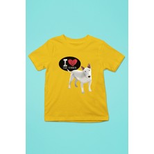 Darkhane Bull Teriyerimi Seviyorum - Köpek Baskılı Unisex Sarı Çocuk Tişört - T-Shirt CT004